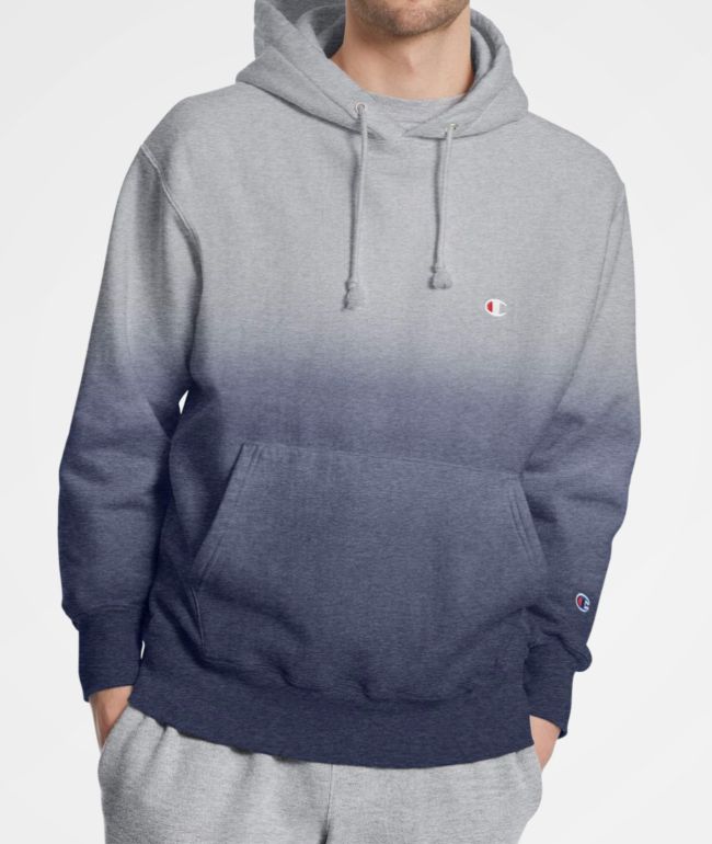 grey and blue champion hoodie